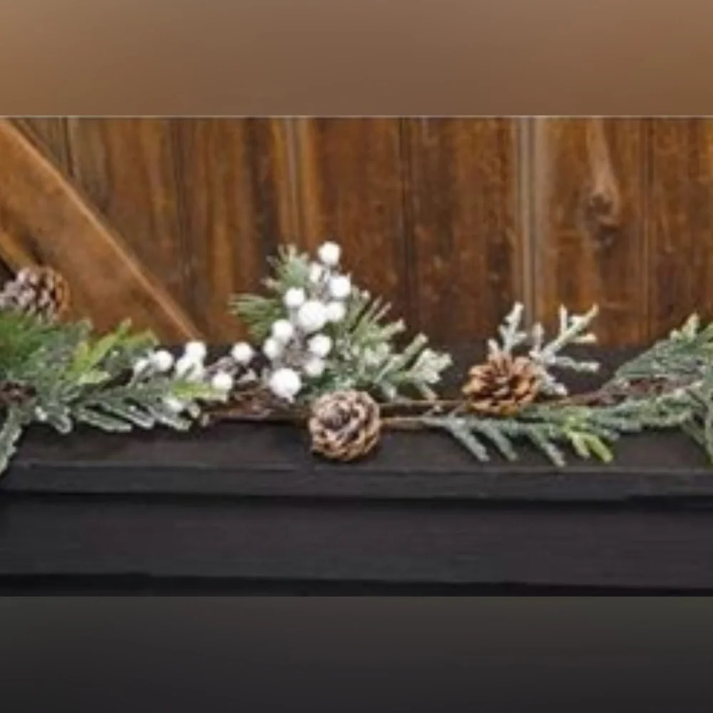 *Flocked Berry Pine Garland